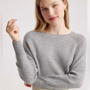 NWOT Quince Cashmere Heather Gray Boatneck Neck Sweater - Sz Small